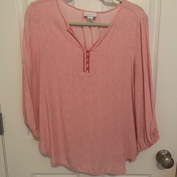 Liz Claiborne Pink Relaxed 3/4 Sleeve Blouse - Picture 1 of 5